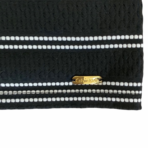 CALVIN KLEIN Balloon Sleeve Blk / White Stripe Top - Picture 2 of 10